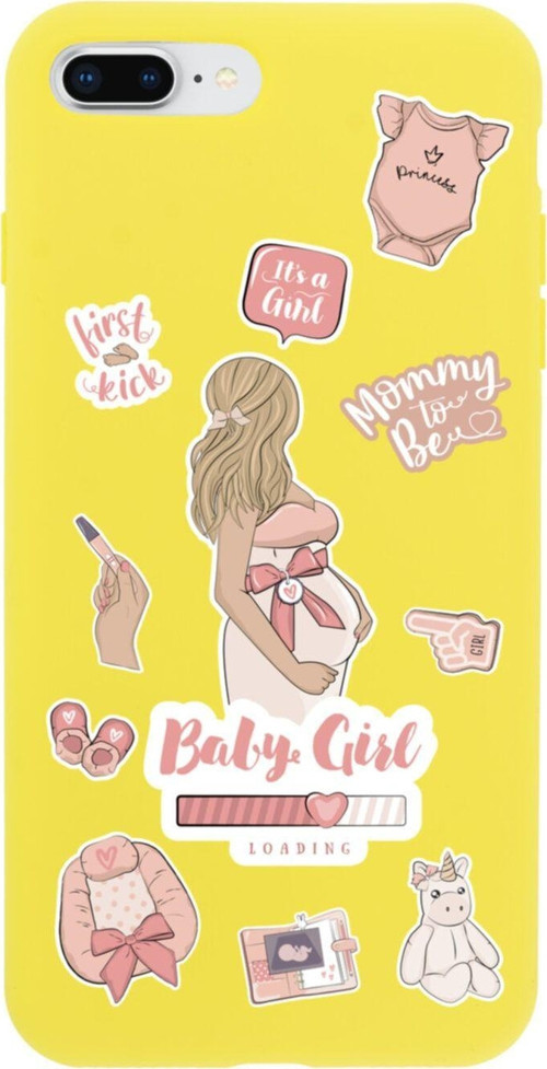 İphone 8 Plus Baby Girl Tasarımlı Sarı Telefon Kılıfı