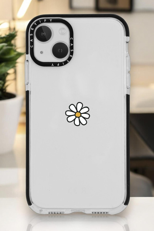 İphone 15 Plus Uyumlu Papatya Desenli Casetify Darbe Emci Silikonlu Telefon Kılıfı