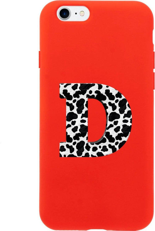 İphone 7 D Harfi Tasarımlı Kırmızı Telefon Kılıfı