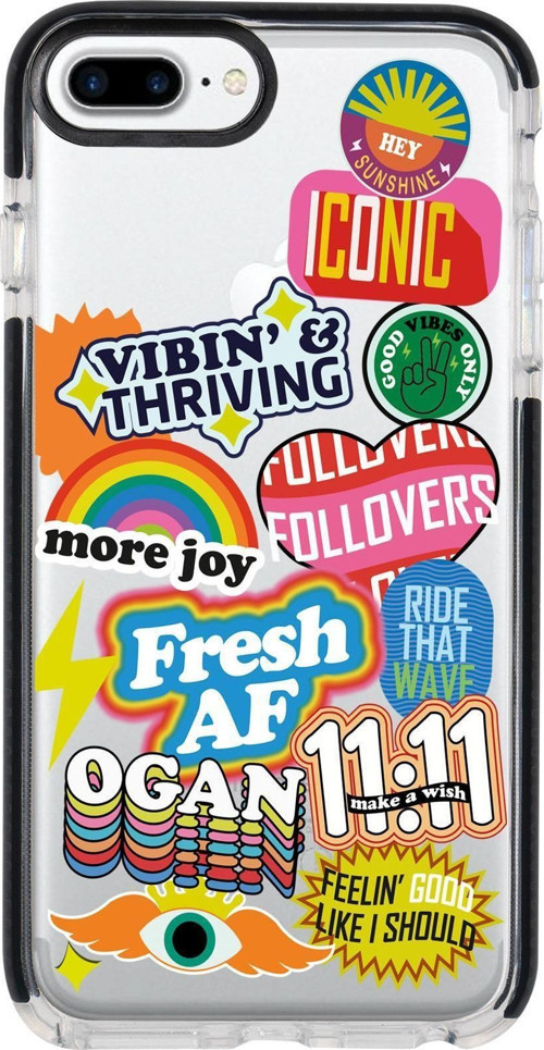 İphone 8 Plus Fresh Desenli Candy Bumper Silikonlu Telefon Kılıfı Siyah