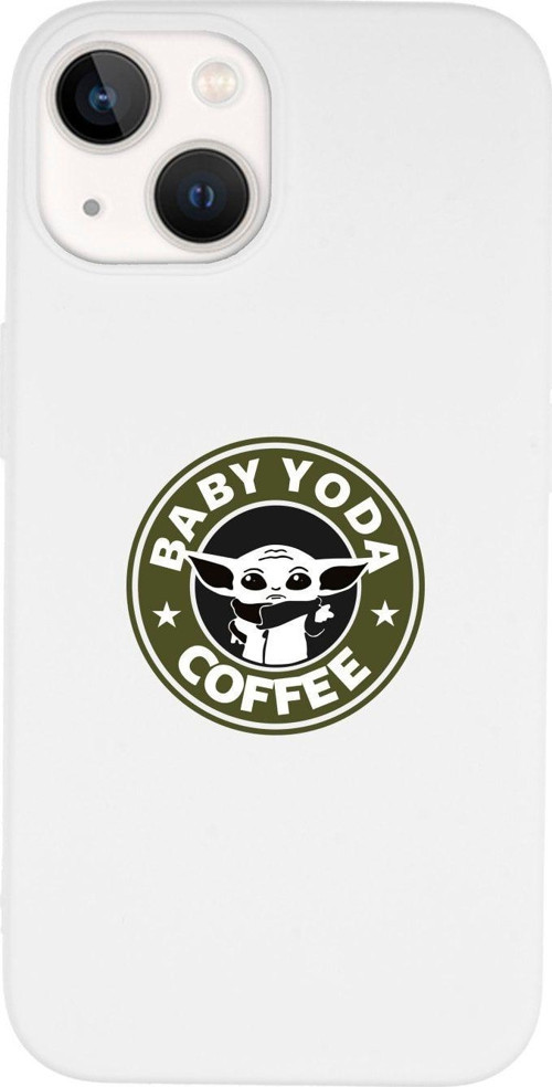 İphone 14 Plus Baby Yoda Desenli Lansman Beyaz Telefon Kılıfı