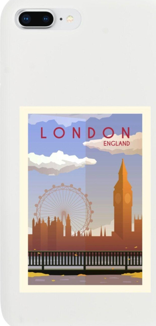 İphone 8 Plus London Tasarımlı Beyaz Telefon Kılıfı