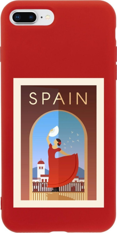 İphone 7 Plus Spain Tasarımlı Kırmızı Telefon Kılıfı