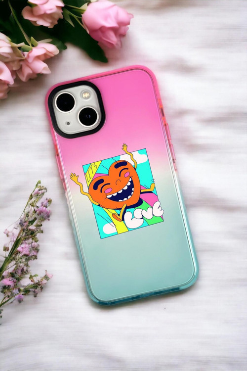 İphone 14 Uyumlu Lets Love Desenli Premium Rainbow Silikonlu Telefon Kılıfı