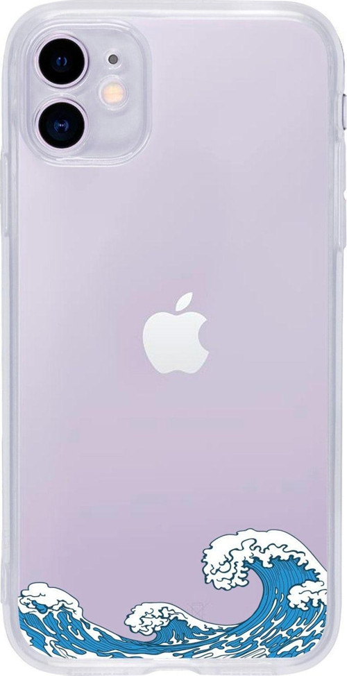 Iphone 11 Wave Vector Desenli Şeffaf Telefon Kılıfı