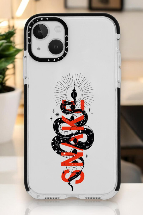 İphone 15 Plus Uyumlu Snake Desenli Casetify Darbe Emci Silikonlu Telefon Kılıfı