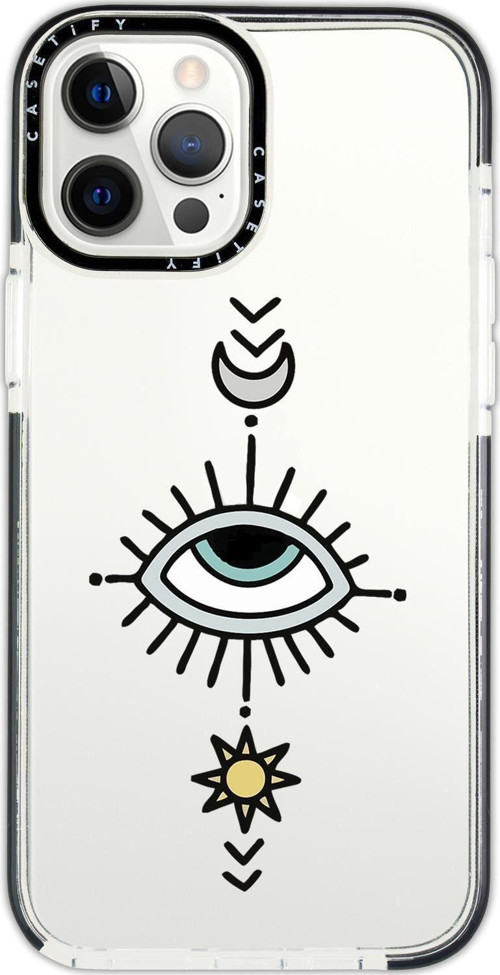 Iphone 12 Pro Casetify Nazar Göz Desenli Anti Shock Premium Silikonlu Siyah Kenar Detaylı Telefon Kı