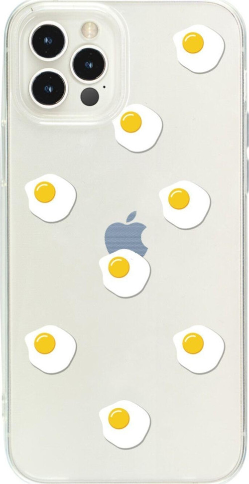 Iphone 12 Pro Mx Egg Stickers Tasarımlı Şeffaf Telefon Kılıfı