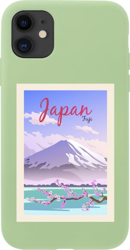 Iphone 11 Japan Fuji Tasarımlı Yeşil Telefon Kılıfı