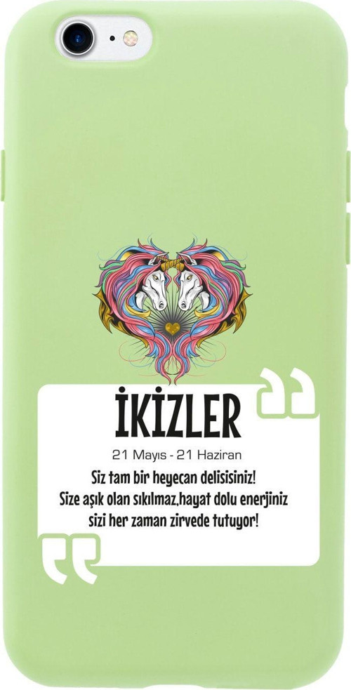 İphone 8 Ikizler Burcu Tasarımlı Yeşil Telefon Kılıfı