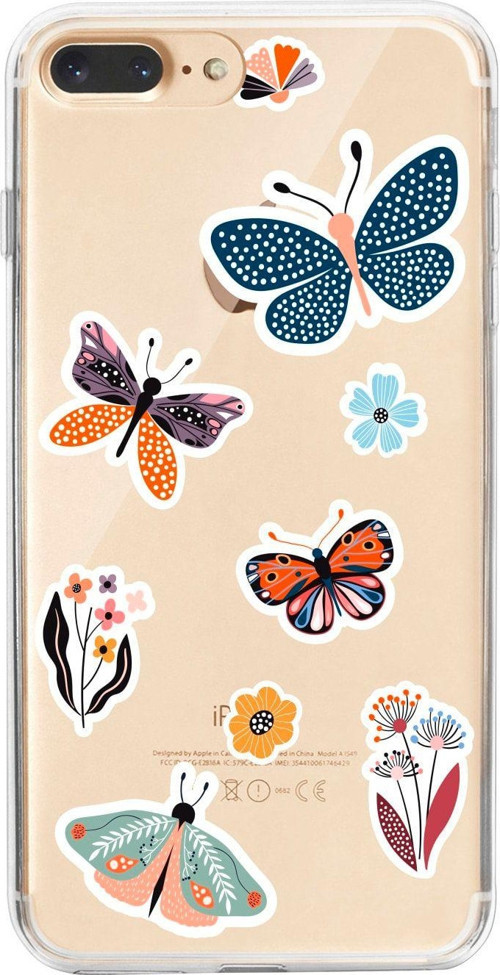 İphone 8 Plus Butterfly Valley Desenli Şeffaf Telefon Kılıfı