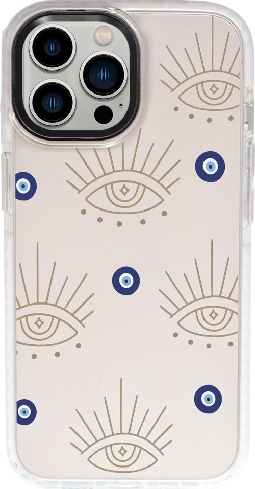 İphone 15 Pro Uyumlu Evil Eye Desenli Candy Bumper Silikonlu Telefon Kılıfı