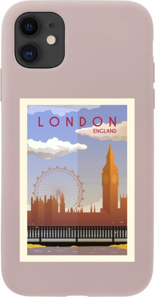 Iphone 11 London Tasarımlı Pembe Telefon Kılıfı