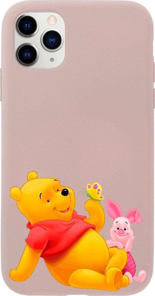 Iphone 11 Pro Pooh Tasarımlı Pembe Telefon Kılıfı
