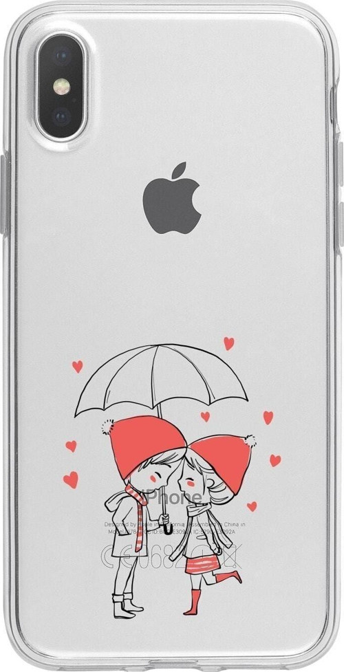 İphone Xs Max Couple Desenli Şeffaf Telefon Kılıfı
