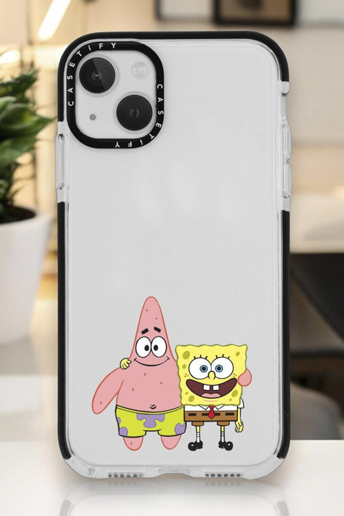 İphone 15 Plus Uyumlu Sünger Bob Ve Patrick Star Desenli Casetify Darbe Emci Silikonlu Telefon Kılıf