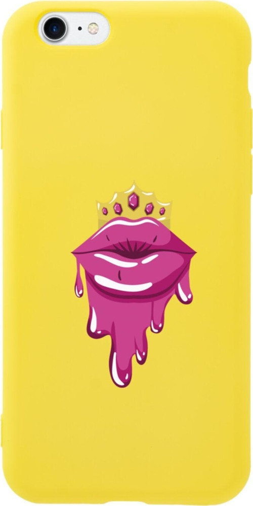 İphone 8 Crown Lip Tasarımlı Sarı Telefon Kılıfı