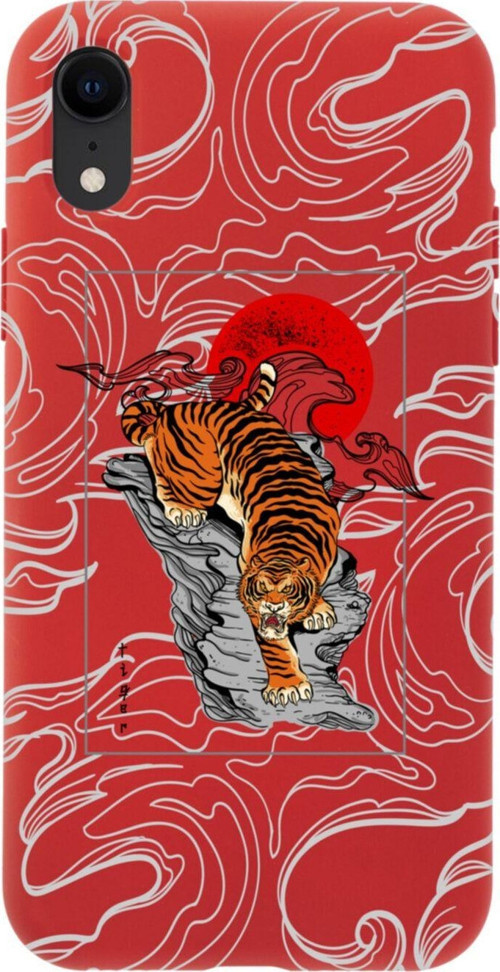 İphone Xr Tiger Tasarımlı Kırmızı Telefon Kılıfı