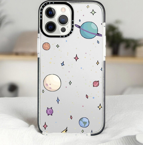 İphone 14 Pro Max Gezegenler Desenli Casetify Darbe Emci Silikonlu Telefon Kılıfı