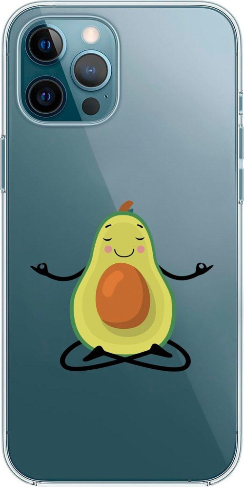 Iphone 12 Pro Yogacı Avokado Desenli Premium Şeffaf Silikon Kılıf