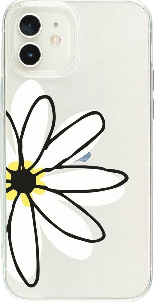 İphone 12 Papatya Desenli Şeffaf Telefon Kılıfı