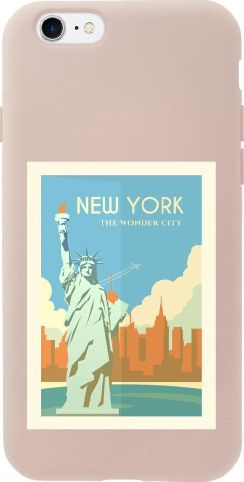 İphone 8 New York Tasarımlı Pembe Telefon Kılıfı