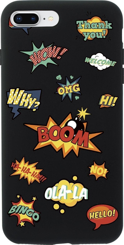 İphone 7 Plus Uyumlu Stickers Desenli Premium Silikonlu Telefon Kılıfı