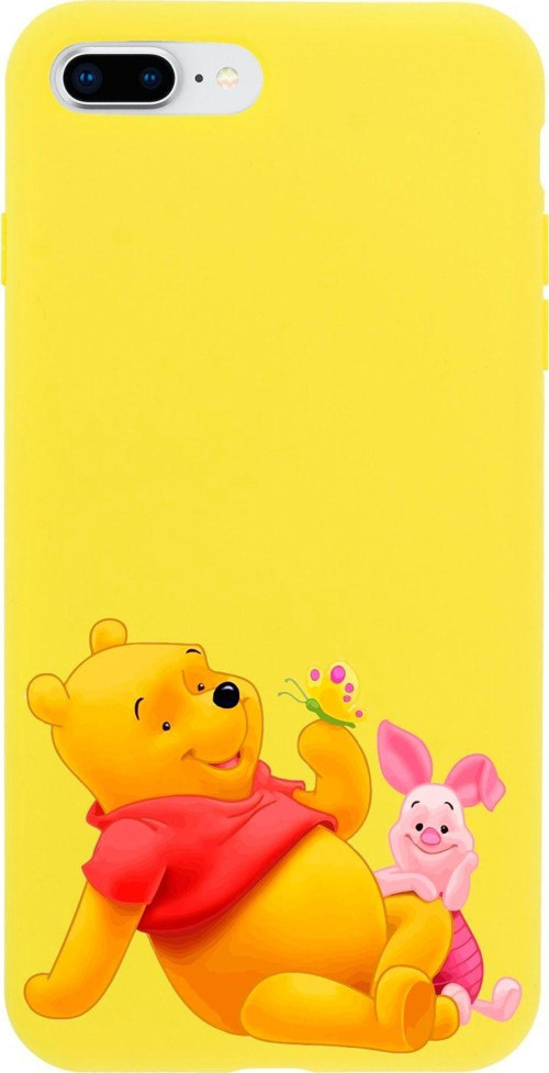 İphone 8 Plus Pooh Tasarımlı Sarı Telefon Kılıfı