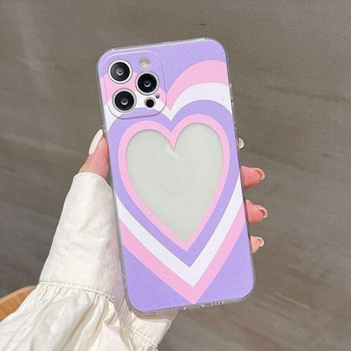 Iphone 11 Kalp Temalı Şeffaf Kılıf Lila