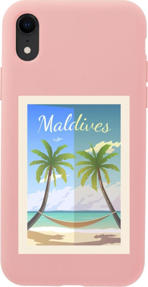 İphone Xr Maldives Tasarımlı Pembe Telefon Kılıfı