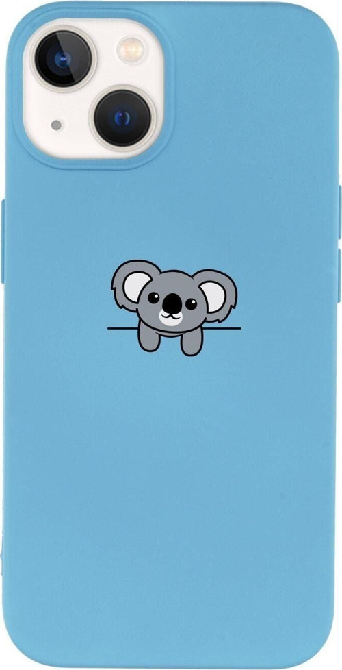İphone 14 Koala Desenli Lansman Mavi Telefon Kılıfı