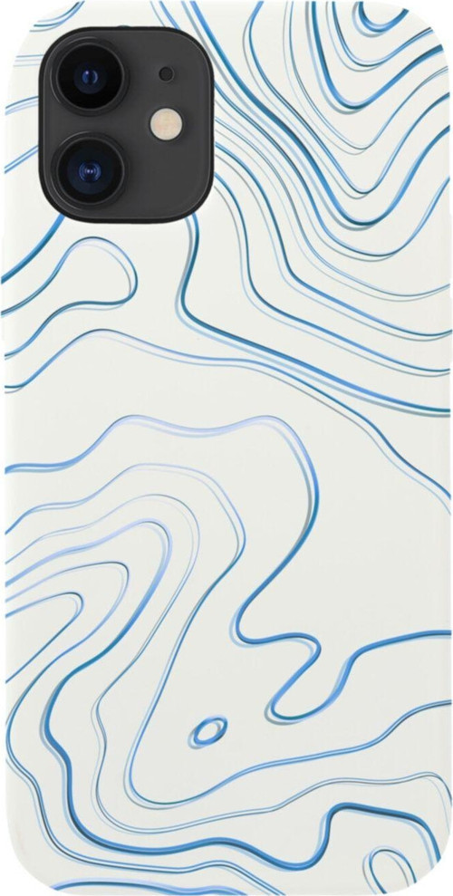 İphone 12 Blue Art Tasarımlı Beyaz Telefon Kılıfı