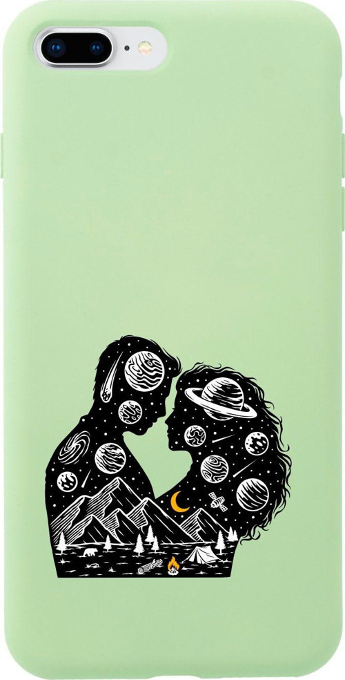 İphone 7 Plus Romantic Illustration Tasarımlı Yeşil Telefon Kılıfı