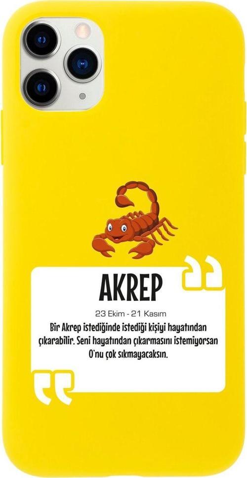 Iphone 11 Pro Max Akrep Burcu Tasarımlı Sarı Telefon Kılıfı