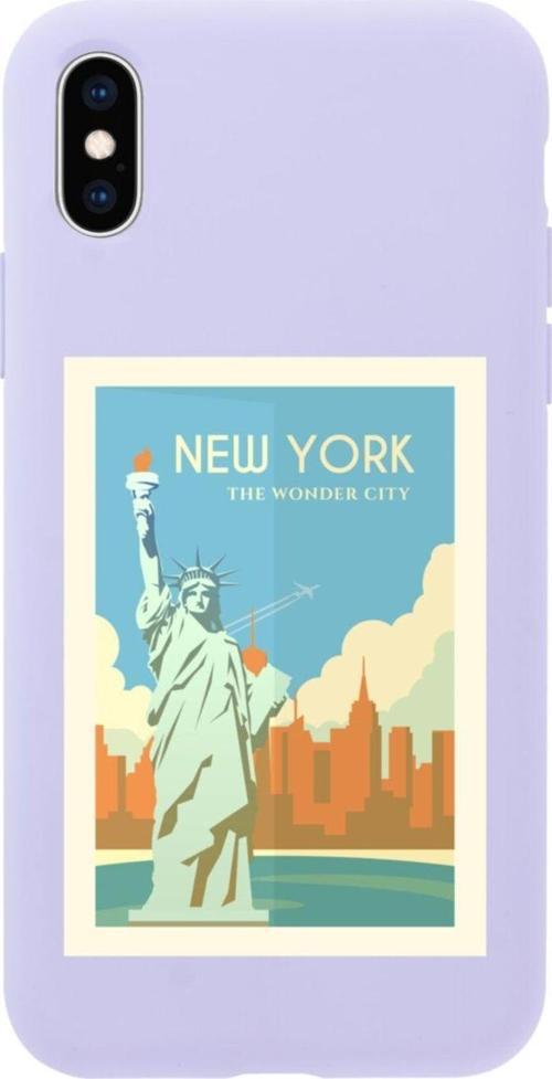 İphone Xs New York Tasarımlı Lila Telefon Kılıfı