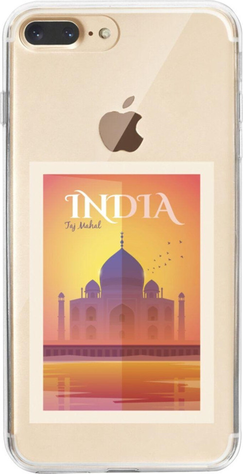 İphone 8 Plus Tac Mahal Tasarımlı Şeffaf Telefon Kılıfı
