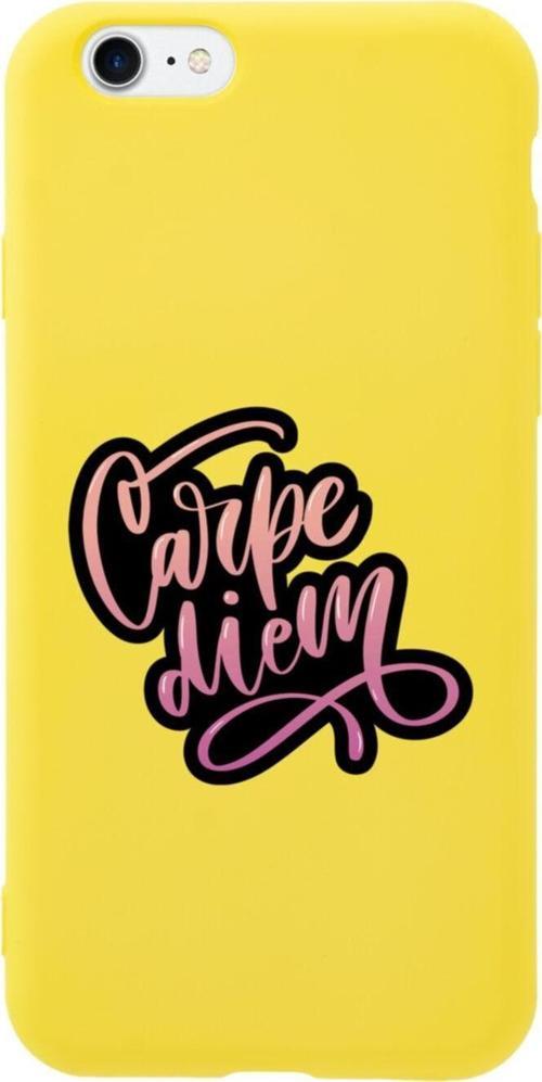 İphone Se Carpe Diem Tasarımlı Sarı Telefon Kılıfı