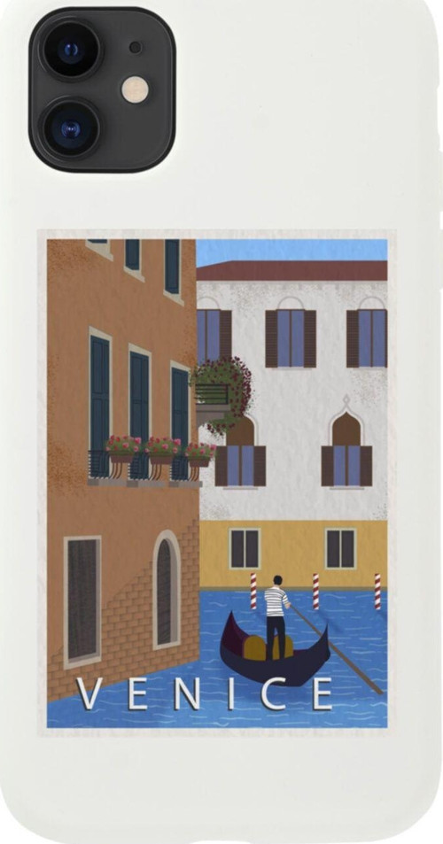 Iphone 11 Venice Gondola Tasarımlı Beyaz Telefon Kılıfı