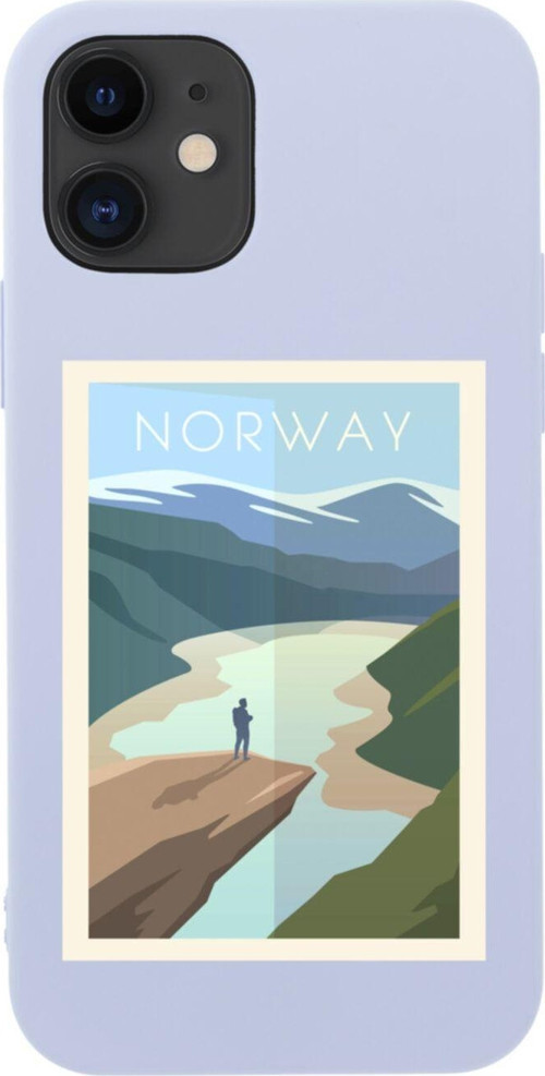 İphone 12 Norway Tasarımlı Lila Telefon Kılıfı