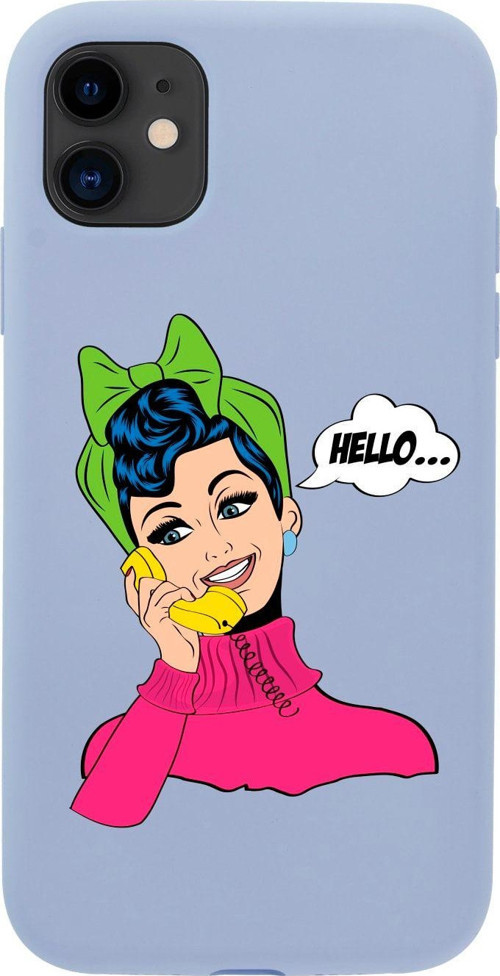 Iphone 11 Hello Tasarımlı Lila Telefon Kılıfı
