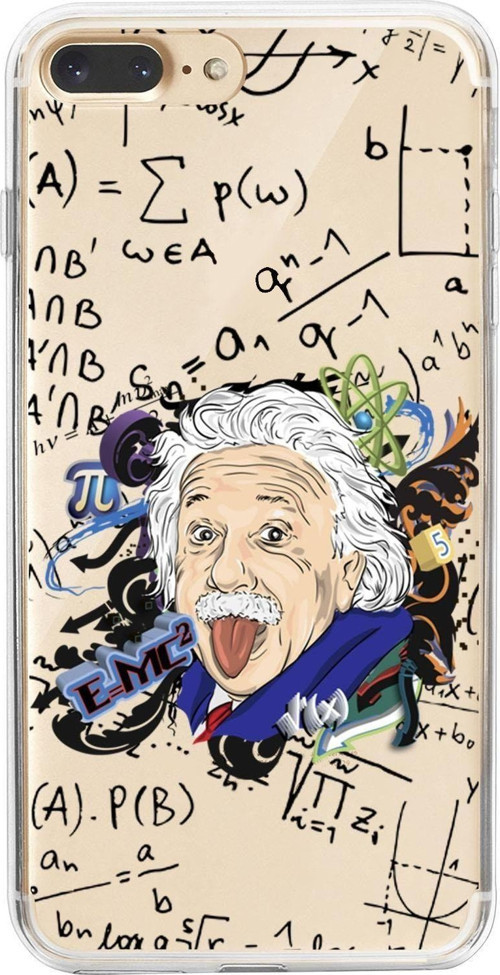 İphone 7 Plus Einstein In Formula Desenli Premium Şeffaf Silikon Kılıf