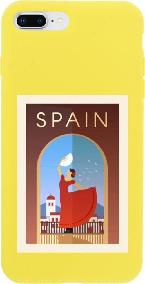 İphone 8 Plus Spain Tasarımlı Sarı Telefon Kılıfı