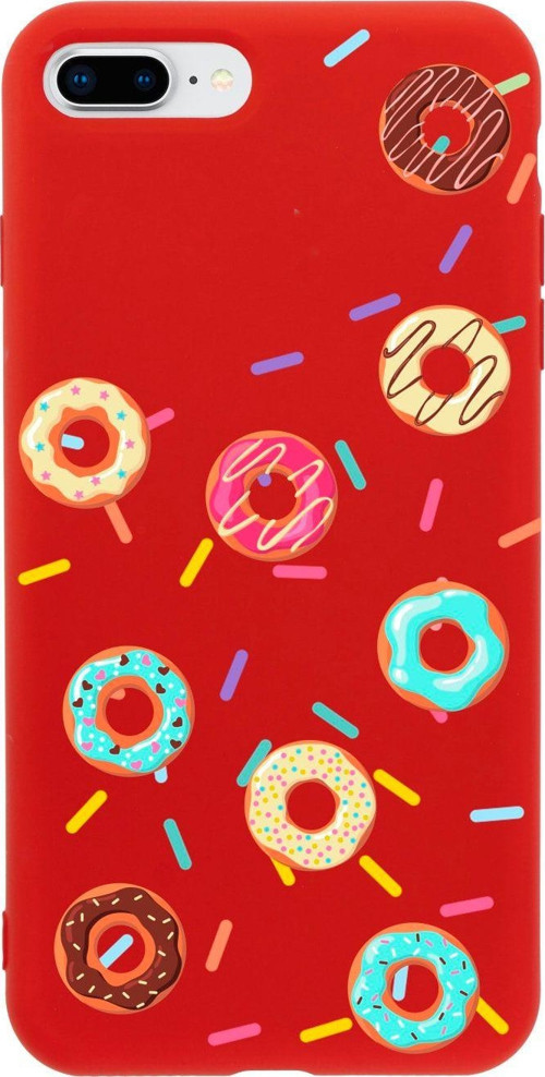 İphone 7 Plus Donuts Tasarımlı Kırmızı Telefon Kılıfı