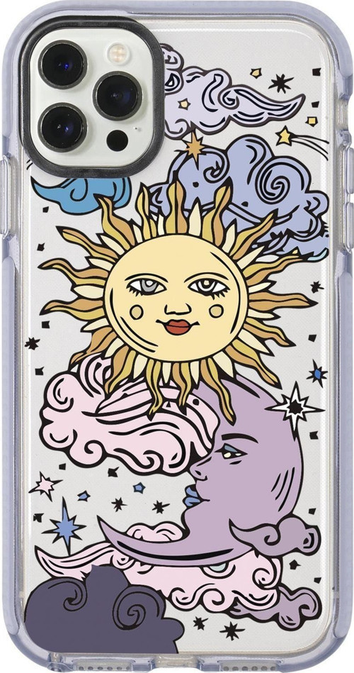 Iphone 12 Pro Max Güneş & Ay Desenli Candy Bumper Silikonlu Telefon Kılıfı