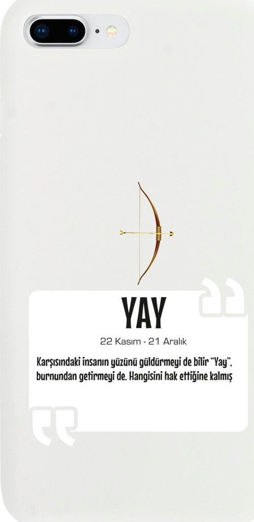 İphone 7 Plus Yay Burcu Tasarımlı Beyaz Telefon Kılıfı