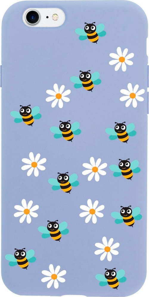 İphone 8 Bee Etiket Tasarımlı Lila Telefon Kılıfı