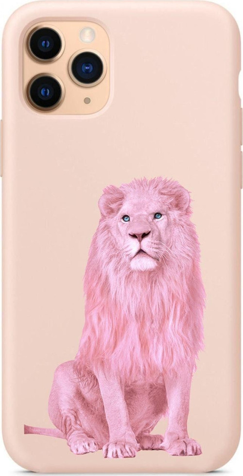 Iphone 11 Pro Pembe Aslan Tasarımlı Pembe Lansman Telefon Kılıfı