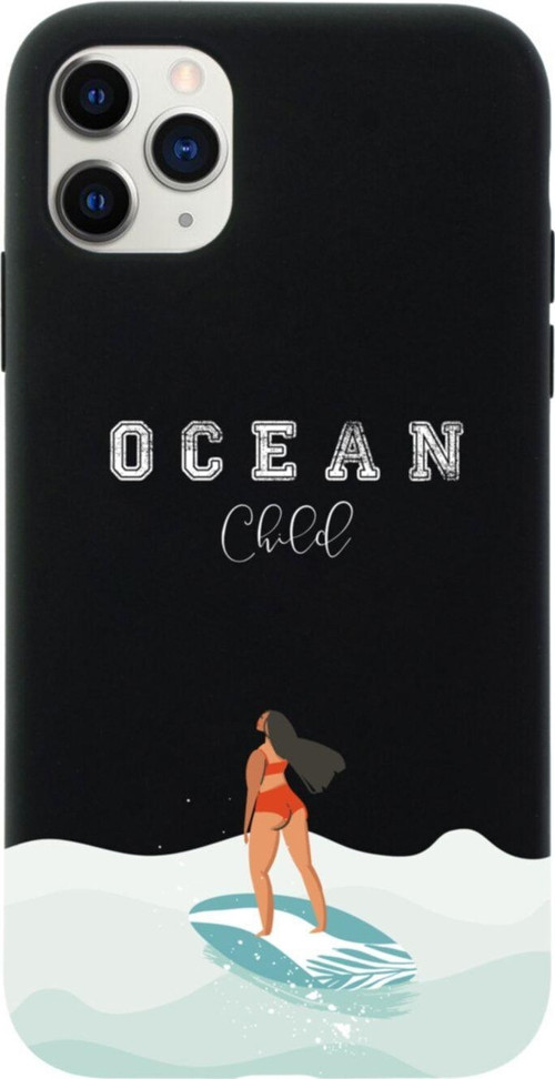 Iphone 11 Pro Ocean Child Tasarımlı Siyah Telefon Kılıfı