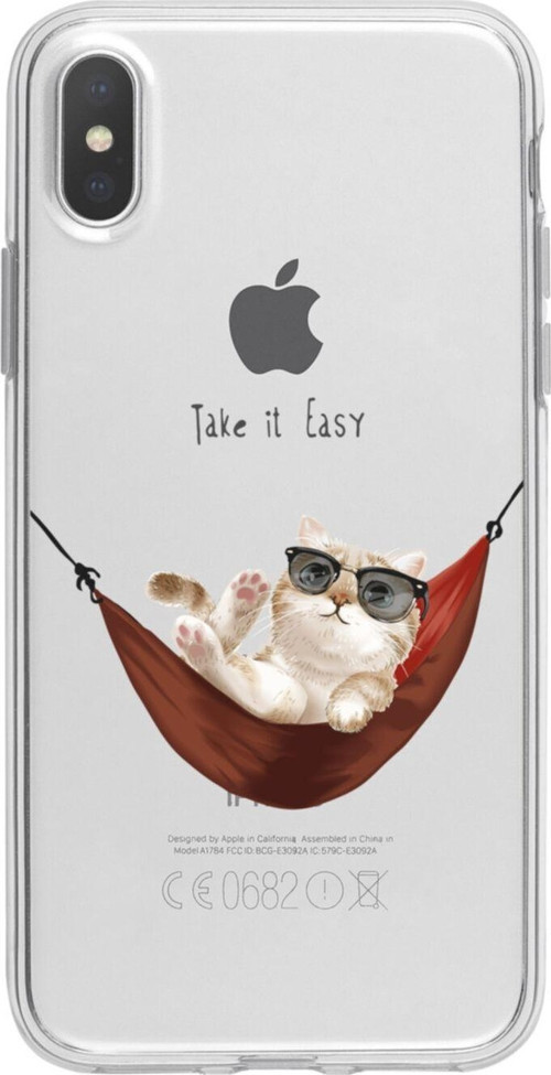 İphone Xs Take It Easy Tasarımlı Şeffaf Telefon Kılıfı