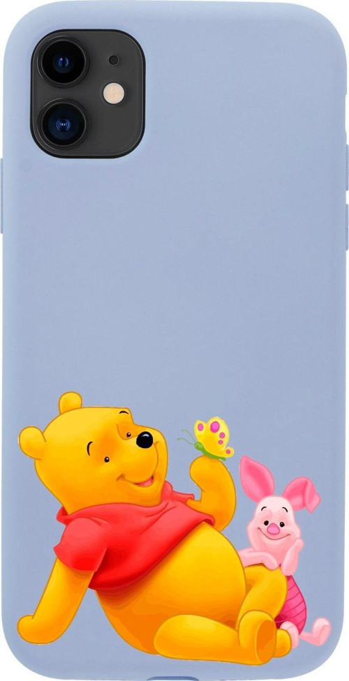 Iphone 11 Pooh Tasarımlı Lila Telefon Kılıfı